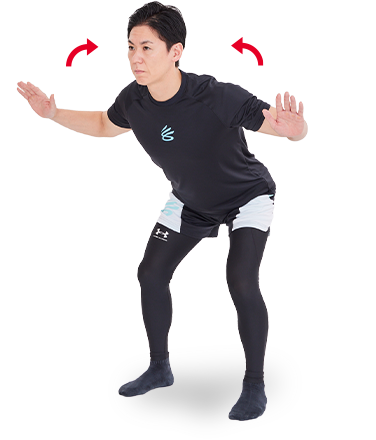 顔は胸と同じ向きに 胸を開く